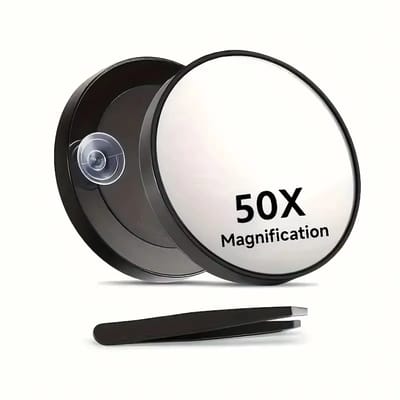 50X Vergrotende Mini Make-up Spiegel met Zuignap – Draagbare Handspiegel voor Gezichtsverzorging, Epileren, Reizen en Precisiewerk – Cosmetische Vergrotingsspiegel voor Thuis of Onderweg