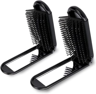 Opvouwbare Haarborstel met Spiegel - 2 Stuks Reisformaat, Compacte Massagekam voor Nat en Droog Haar, Geschikt voor Mannen en Vrouwen