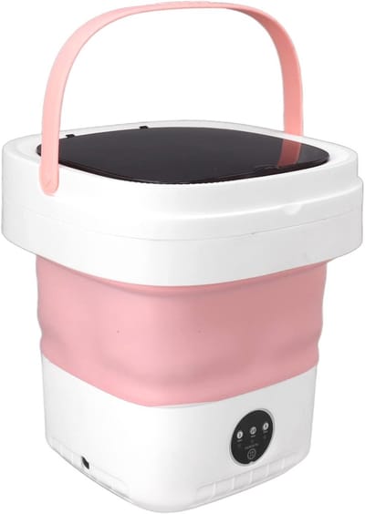 Draagbare Mini Wasmachine - Opvouwbare Emmer - Kleine Wasjes - Zachte Drogingfunctie - 7.5 Liter - Roze