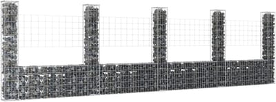 Gabion Mand - Keermuur Gaas - Tuin Keerwand - Inclusief 5 Palen - 500x20x150 cm