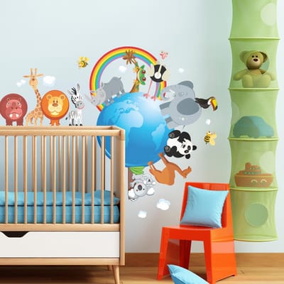 Muurstickers - Dieren van over de hele wereld - Zelfklevende stickers - 135x90cm