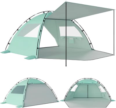 DailySupplies® Strandtent uv Bescherming - Strandtent Baby Pop Up Met Dubbele Rits – Strandtentje Extra Licht – Strandschelp –Lichtgroen