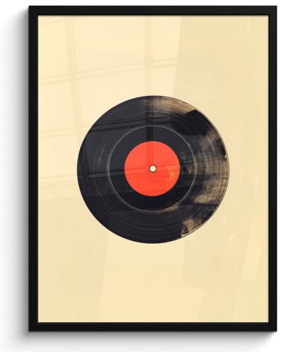 Poster in lijst - Fotolijst 50x70 cm - Posters - Illustratie - Vinylplaat - Beige - Vintage - Posterlijst zwart - Decoratie - Wanddecoratie woonkamer - Muurdecoratie slaapkamer