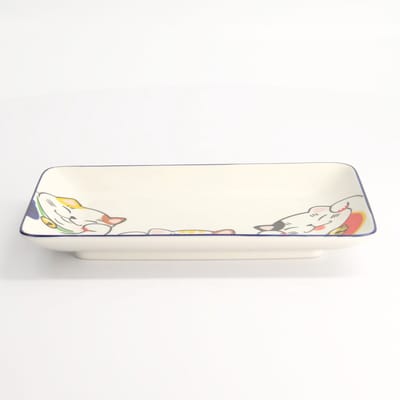 Tokyo Design Studio - Kawaii Lucky Cat Sushi Bord - Wit - 21 x 13,5 cm