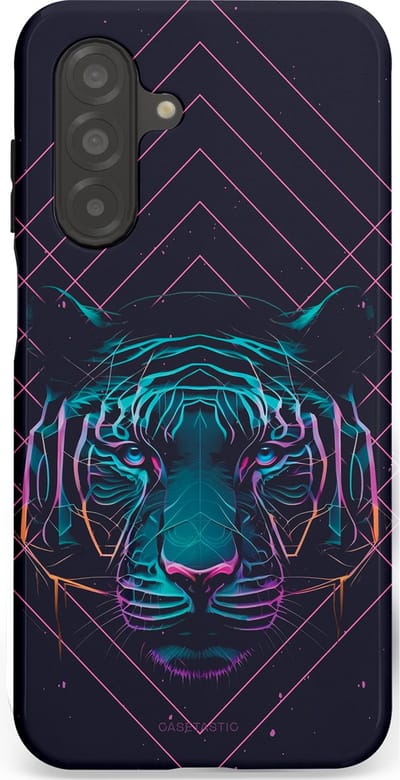 Casetastic hoesje geschikt voor Samsung Galaxy A26 - Dubbellaagse bescherming - Neon Tijger - Fashion Case - Donkerblauw