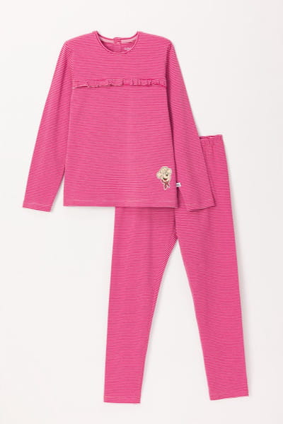 Woody pyjama meisjes/dames - roze gestreept - labradoodle - 242-10-PZG-Z/908 - maat 152