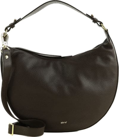 abro Leren Schoudertas Leather Adria Hobo Bag Lulu Small Dark Brown Donkerbruin