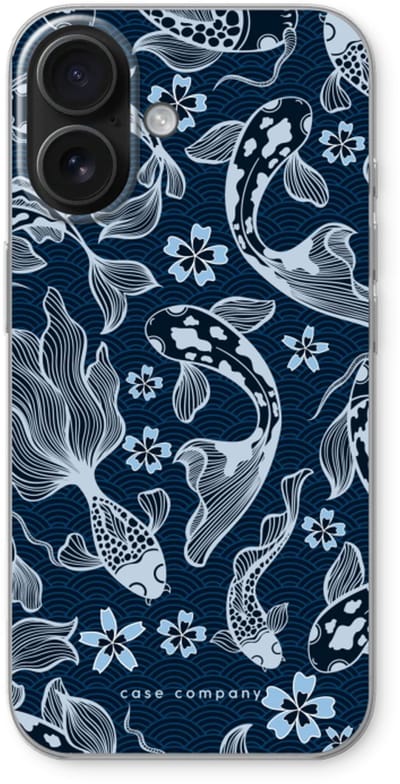 Case Company® - Hoesje geschikt voor iPhone 16 hoesje - Midnight Koi - Soft Cover Telefoonhoesje - Bescherming aan alle Kanten en Schermrand