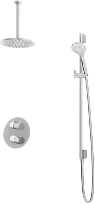 Hotbath Buddy - Inbouw Regendoucheset - Thermostatisch - Plafondbuis 30 cm - Hoofddouche 200 mm - Ronde Handdouche 3 Standen - Glijstang 900 mm - met 2-Weg Stop-Omstel - Waterbesparend - V01