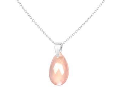 ARLIZI 2012 Ketting roze jade druppel hanger - sterling zilver - 44 cm
