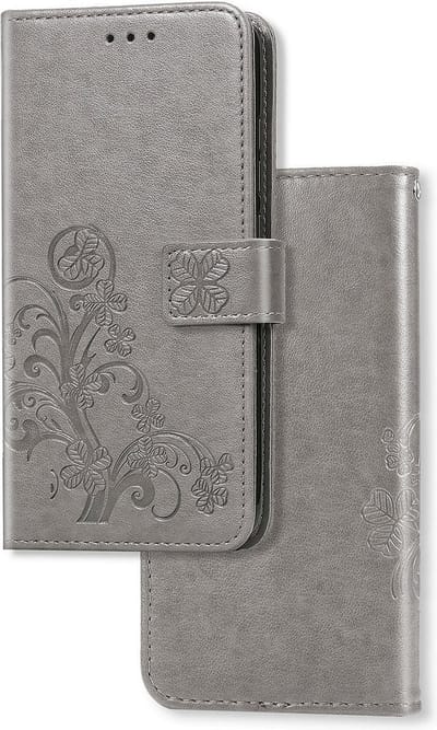 Hoesje geschikt voor Samsung Galaxy A25 - Bookcase - Pasjeshouder - Portemonnee - Bloemenprint - Kunstleer - Grijs
