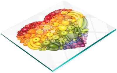 Gehard multifunctioneel decoratief bord van glas in de vorm van een groentehart, 60x52 cm