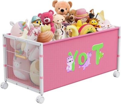 Speelgoedkist met Wielen - Opbergbox Kinderen - Speelgoed Opbergen - Extra Grote Capaciteit - 120 Liter - Roze