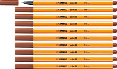 STABILO point 88 - Premium Fineliner - Fine 0,4 mm – Sanguine Rood– Doos 10 stuks