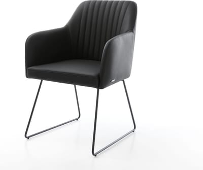 Gestoffeerde-stoel Greg-Flex slipframe zwart echt leer zwart pocketveer kern
