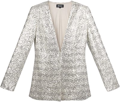 Stralende Vrouwen Blazer met Paillettenversiering - Zilver - Maat M