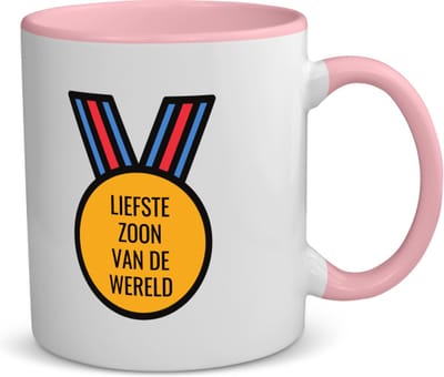 Akyol - liefste zoon van de wereld koffiemok - theemok - roze - Zoon - de liefste zoon - verjaardagscadeau - verjaardag - cadeau - cadeautje voor zoon - zoon artikelen - kado - geschenk - gift - 350 ML inhoud