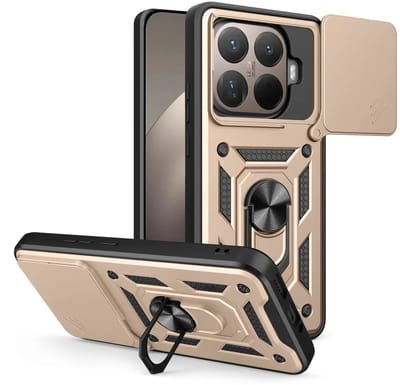 MobyDefend Hoesje - Geschikt voor Xiaomi 15T Pro - Pantsercase Met Draaibare Ring - Goud