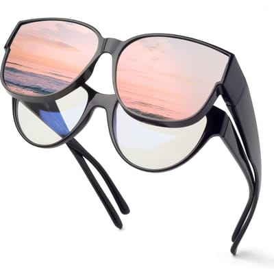 Gepolariseerde Zonnebril Overzetbril TR90 Montuur voor Heren Dames Om Over Zonnebrillen te Dragen Lichtgewicht Oversized Vierkante Bril UV400 beige