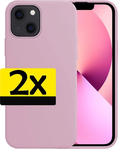 Hoesje - 2 Stuks - Geschikt voor Apple iPhone 13 Mini - Sterk & Shockproof - Case Siliconen - Back Cover - Telefoon Hoes - Telefoonhoesjes - Lila