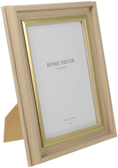Dailygoods- Fotolijst Houten - Staande Fotolijst - Vintage Fotoweergave - Tafelfotolijst 22,3x17,2 cm - Decoratieve Houten Lijst - Kaki Kleur