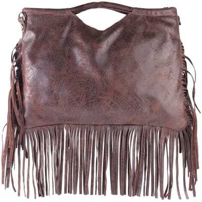 Giuliano Suede handtas Brielle - Suede - Dames - Made in Italy - Koffie