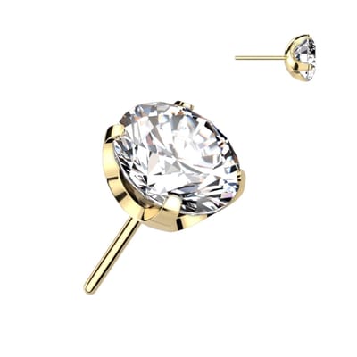 Piercing titanium CZ steen top push in 1.2x6x2 - goud - LMPiercings