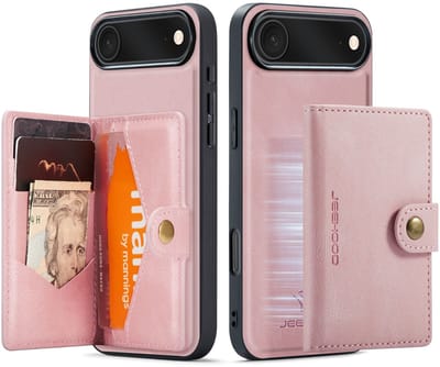CaseMe JH-01 Hoesje Geschikt voor Apple iPhone Air | Back Cover met Magnetische Kaarthouder | Beschermhoes Pasjeshouder Achterkant | 4 Pasjes en Briefgeld | Roze