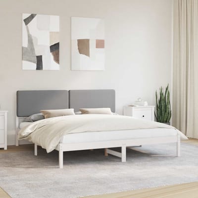 vidaXL - Bedframe - met - Gevoerde - Hoofdbord - Lichtgrijs - 200 - x - 200 - cm