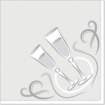 Servetten "ROYAL Collection" 1/4 vouw 40 cm x 40 cm zilver "Festive Moments" (20 stuks)