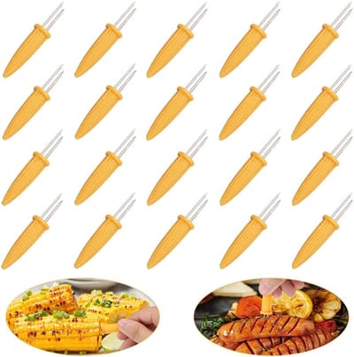 Maïskolfhouders Set van 20 - Roestvrij Staal Antislip - Grill Accessoires voor Barbecue, Camping en Familiebijeenkomsten