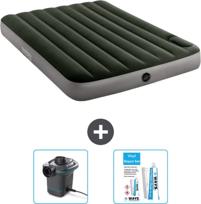 Intex Luchtbed - Twijfelaar - 137 x 191 x 25 cm - Groen - Inclusief Pomp en Reparatieset