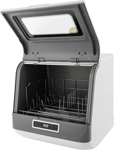 Mini vaatwasser - Compacte tafelmodel - Snel servies reinigen - Wateraansluiting optioneel - 4-6 couverts - Wit
