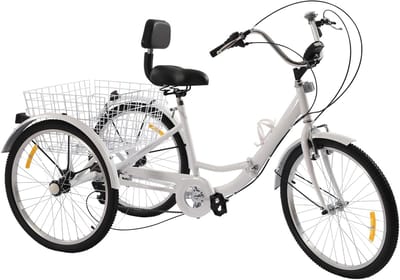 Vouwfiets met 3 wielen - Driewieler voor volwassenen - Stadsvervoer en boodschappen - Inclusief bekerhouder en lamp