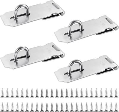 4 Stuks 4 Inch RVS Hangsloten met 36 Schroeven voor Tuindeuren en Kasten - Duurzaam en Veilig