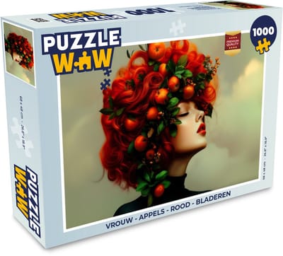 Puzzel Vrouw - Appels - Rood - Bladeren - Legpuzzel - Puzzel 1000 stukjes volwassenen