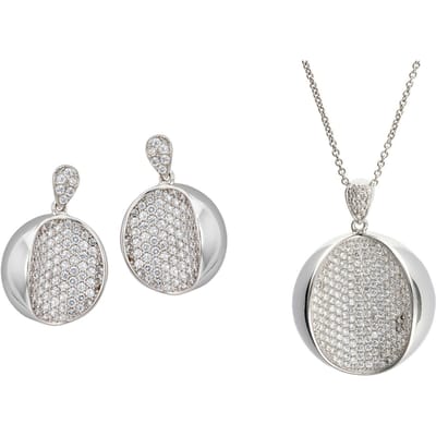 Orphelia Dames 925 Sterling Zilveren Set: Ketting-Hanger + Oorbellen - Zilver SET-5936