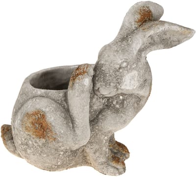 Konijn decoratieve betonnen bloempot antiek grijs 33,5x17x29,5cm