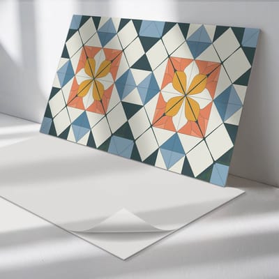 Wallfluent Vinyl Wandpaneel - Geometrisch bloemenpatroon Vinyl Wandbekleding - 120 cm x 60 cm - Oranje PVC wandpaneel - 1 stuk - Rechthoekig Wandbekleding Vinyl - Texturen Wandpaneel - Zelfklevend Muurpaneel - Wandpaneel Keuken en Badkamer