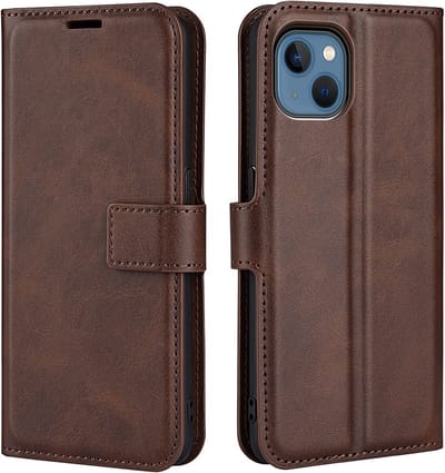 Coverup Hoesje - Geschikt voor iPhone 14 Plus Hoesje - Coverup Deluxe Book Case - Donkerbruin