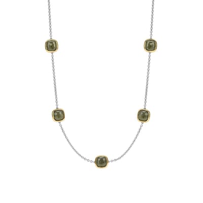 TI SENTO Dames Ketting - 925 zilver - Transparant kaki - Maat 42 - 34078KA