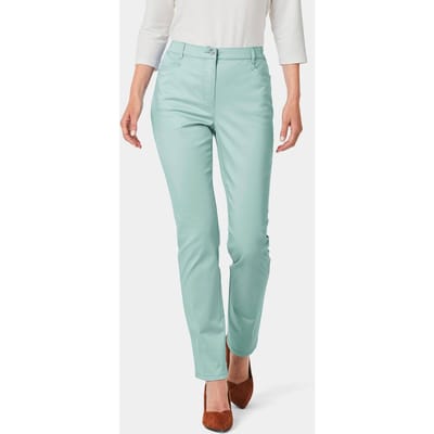 Broek LOUISA van satijn en katoen - mintgroen - Gr. 38 van Goldner Fashion