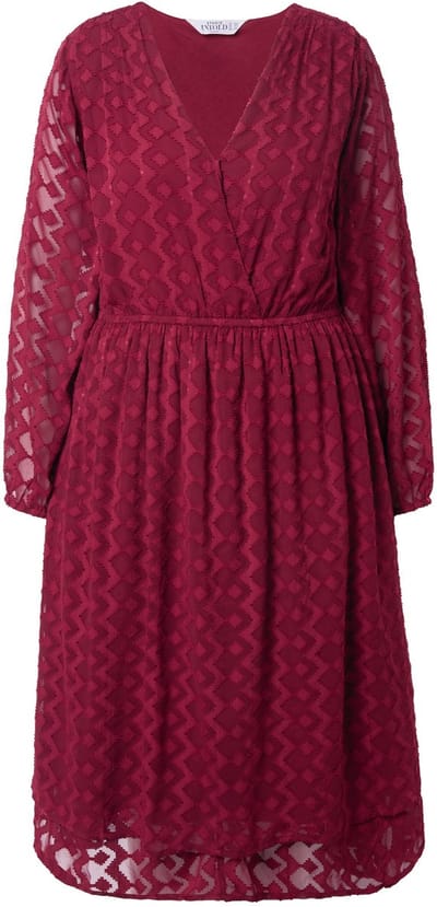 Studio Untold - Dames - Midi-jurk A-lijn chiffon met ruiten - Wijnrood - Maat 42+