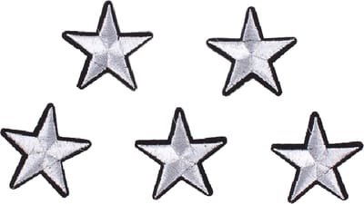 Sterren Strijk Embleem – Set van 5 - Sterren Patch – Glitter Sterren -Stof en strijkapplicatie - Patchwork - Zilveren Sterren – Patches - Glitterembleem - 5 Stuks – Strijk Patch – Stofapplicatie – Versiering voor kleding -Leuk Cadeau – 4,5 X 4,5 CM