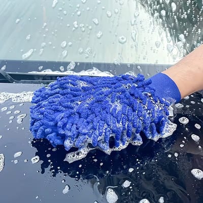 DW4Trading Autowashandschoen Microvezel Doek Schoonmaak Spons - Blauw