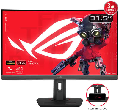 ASUS ROG Strix XG32WCS USB Type-C Gaming Monitor - QHD VA Curved - 180Hz - 1ms - FreeSync - 7,5W USB-C - 31.5 Inch