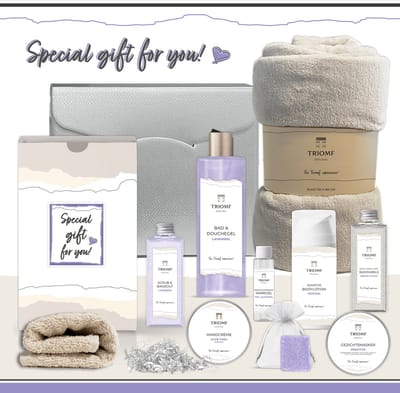 Geschenkset “Special gift for you!” - 10 producten - 900 gram | Triomf Original Lavendel - Giftset voor haar Cadeau Speciaal voor jou Cadeaupakket Geschenk Vrouw Gift Woman Birthday Girlfriend Verjaardag Vriendin Cadeau Pakket Set Lavender Paars