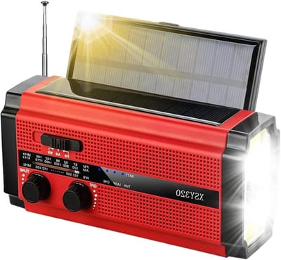 Handzwengel Radio - Opwindbare Radio - Noodsituaties Buiten - Geïntegreerde Zaklamp - 5000mAh Accu - Rood