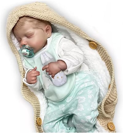 Babypop Vinyl - Realistische pop - Spelen en knuffelen - Zachte stoffen body - 50 cm - Geel