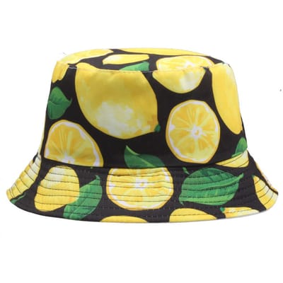 Chapeaux seau imprimés citron d'été adaptés aux femmes, hommes, enfants, chapeaux Panama réversibles cerise ananas, bob de pêche, casquette de pêcheur, utilisation pratique 56-58cm yellow